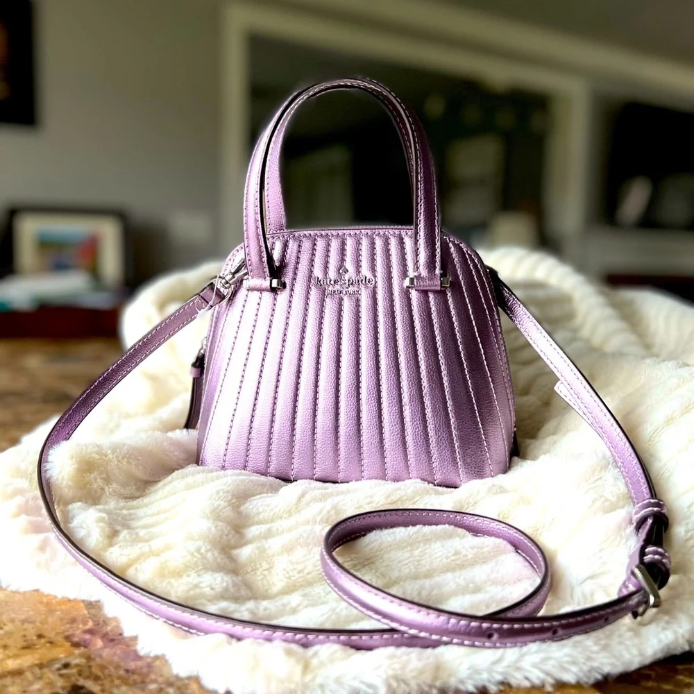 SOLD — NWT Kate Spade Patterson Dr Quilted Lavender Metallic Mini Dome Satchel - Picture 1 of 7